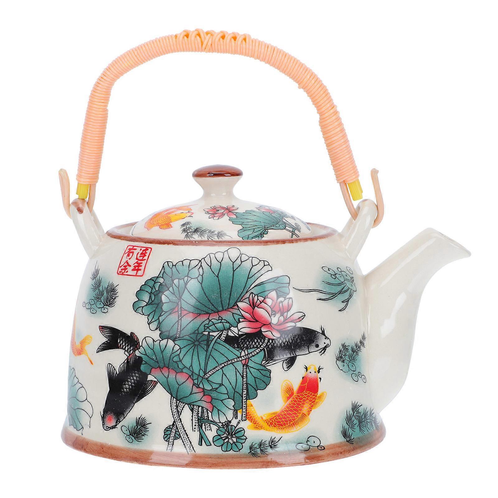 Ceramic Teapot Heat Resistant Flower Tea Pot for Storage 1Pcs