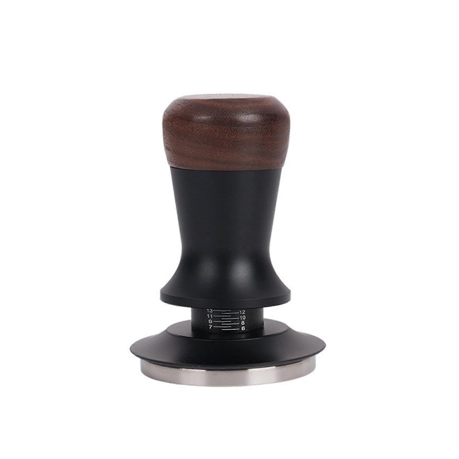 51mm Espresso Coffee Tamper with Adjustable Height, 30lb Pressure, Walnut Handle, Stainless Base