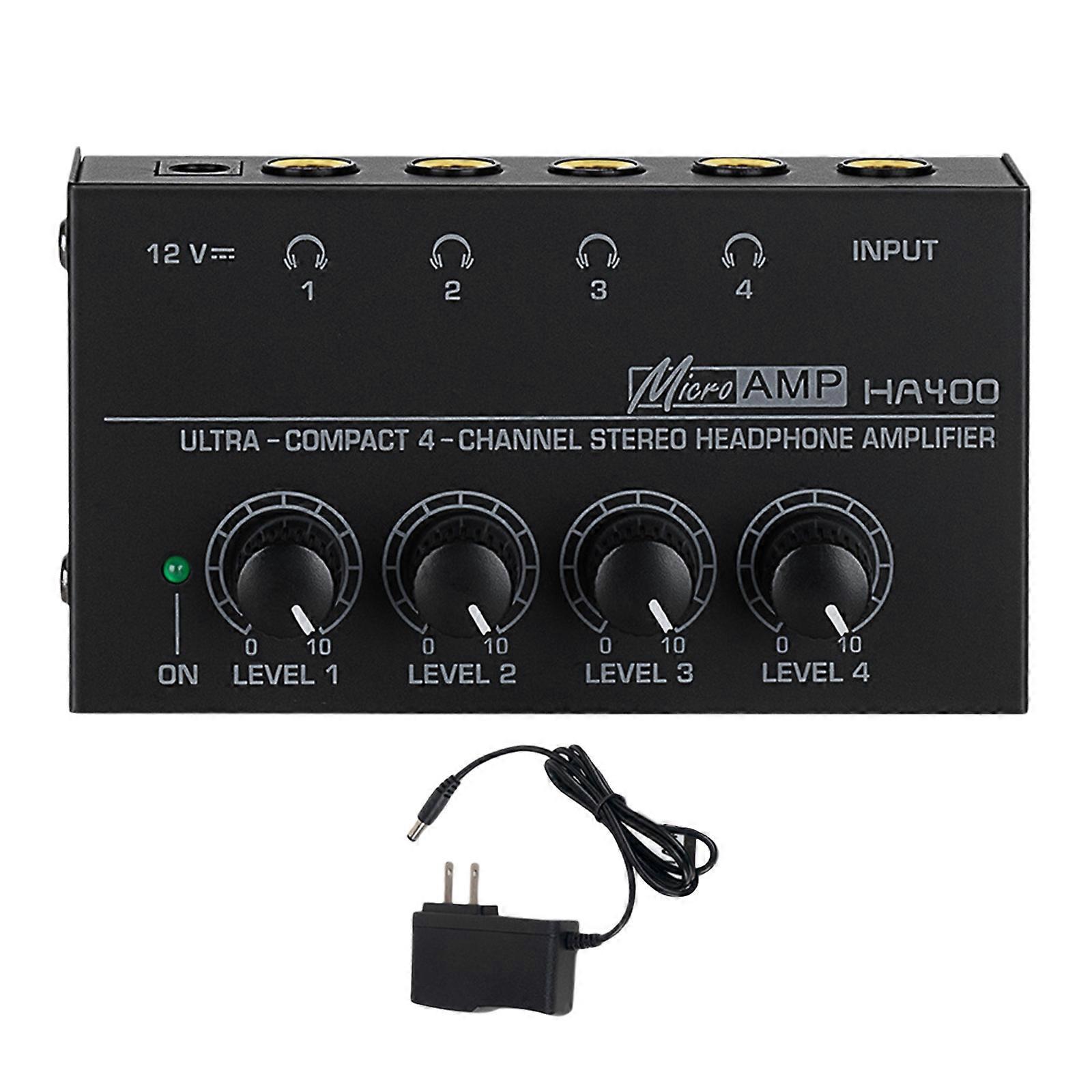 4 Channel Headphone Amplifier JRC4580 Chip for Auditory Monitoring and Mixing with 3.5mm, and 6.35mm Inputs Multicolor