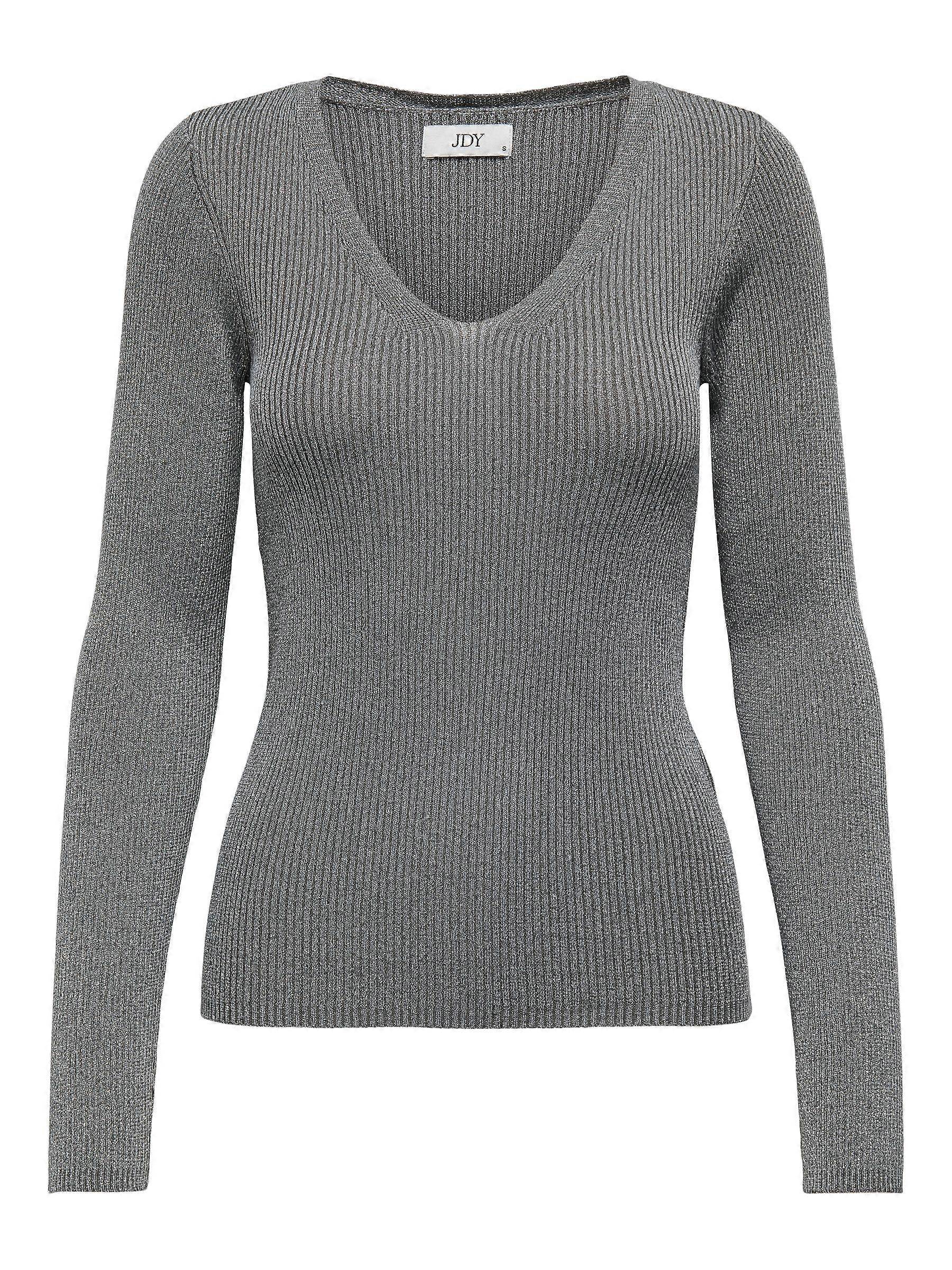 JDY Damen Strickpullover Slim Fit V-Ausschnitt Langarm Basic Bequem