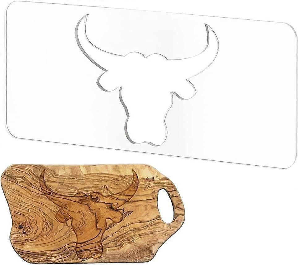 Cattle Clear Acrylic Router Inlay Template Woodworking Craft Template with Film for Creating Unique Inlays in Signs Charcuterie Boards 11.8x5inch