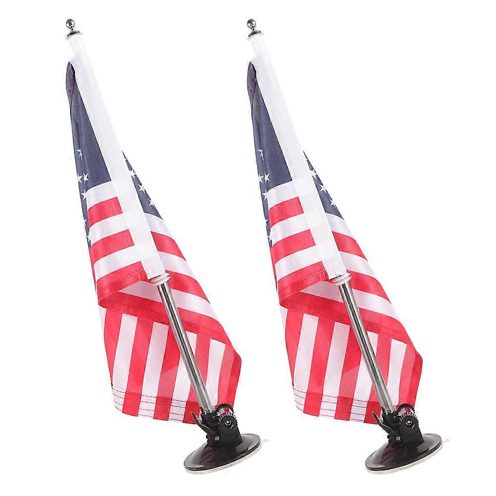 Automotive Flagpole Holder for 2Sets Car Flags with Suction Base