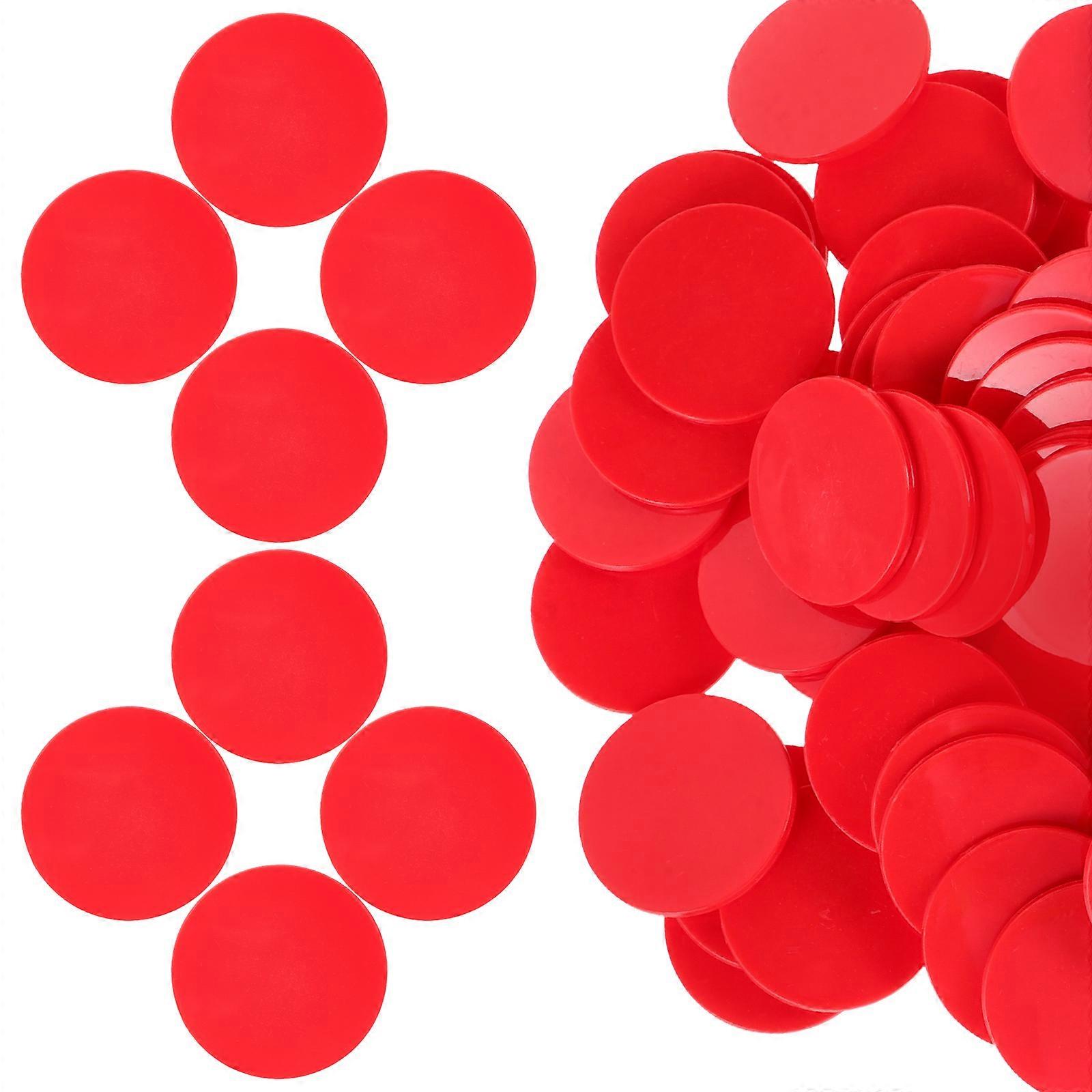 Colored Counting Chips 100Pcs Round Game Pieces For Home Projects School Projects And Children's Parties 2.20X2.20X0.10CM Red