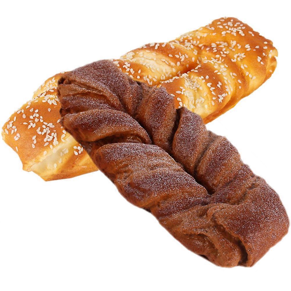 Fake Bread Modeling Statue for Decoration 2Pcs PU Material Assorted Color Bread