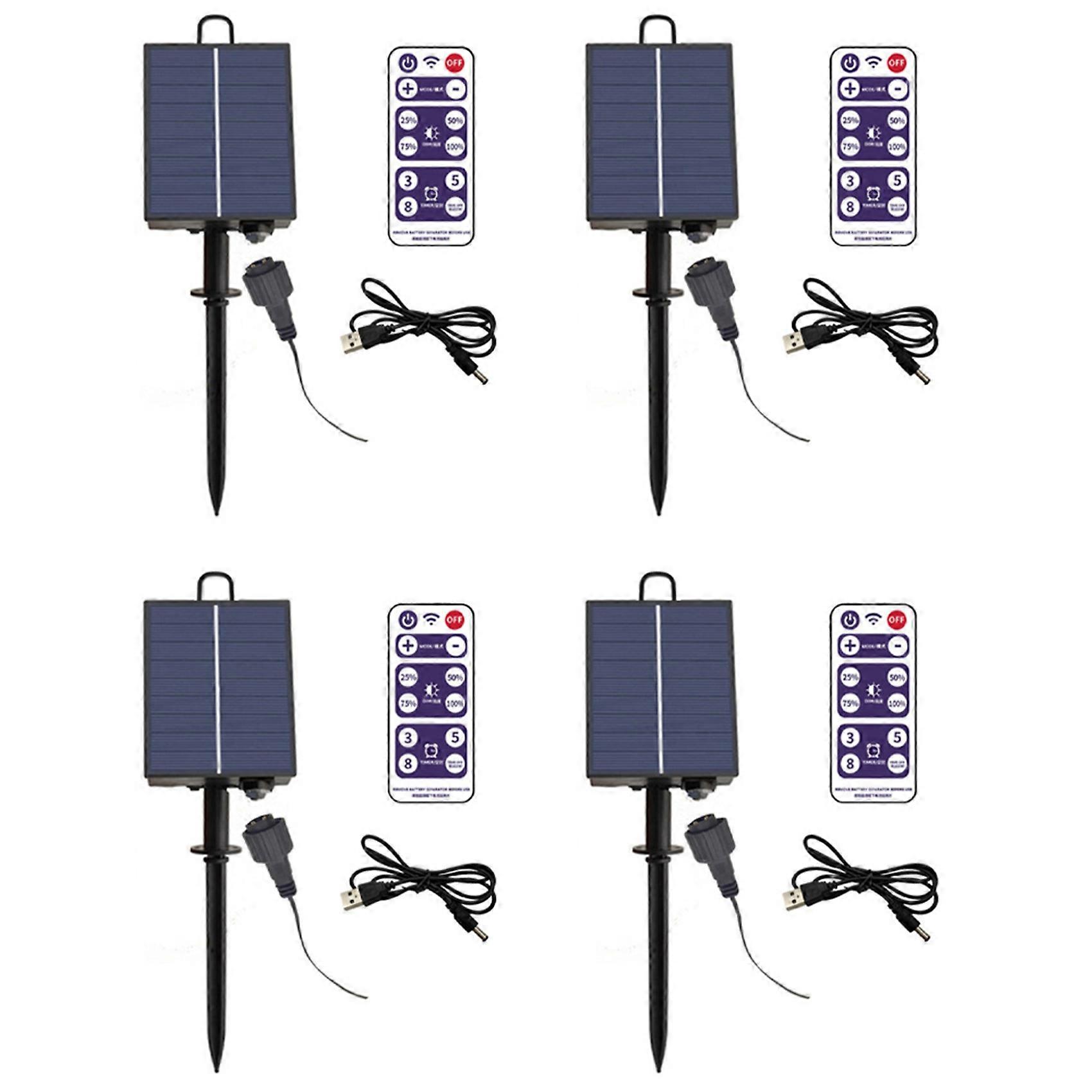 4X 1200mAh Solar Panel Control Box Kits Lithium Battery Panel for 3.7V 24V LED String Strip Lamp DC Charging