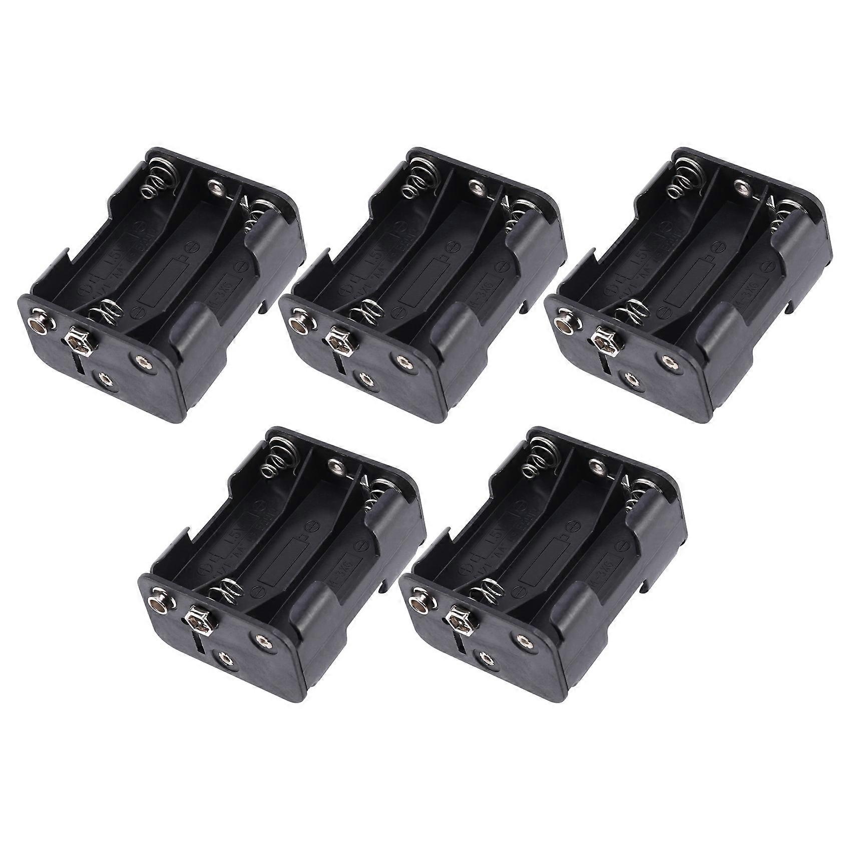5X Double Side Spring 6 X 1.5 V AA Battery Holder Case Box Black