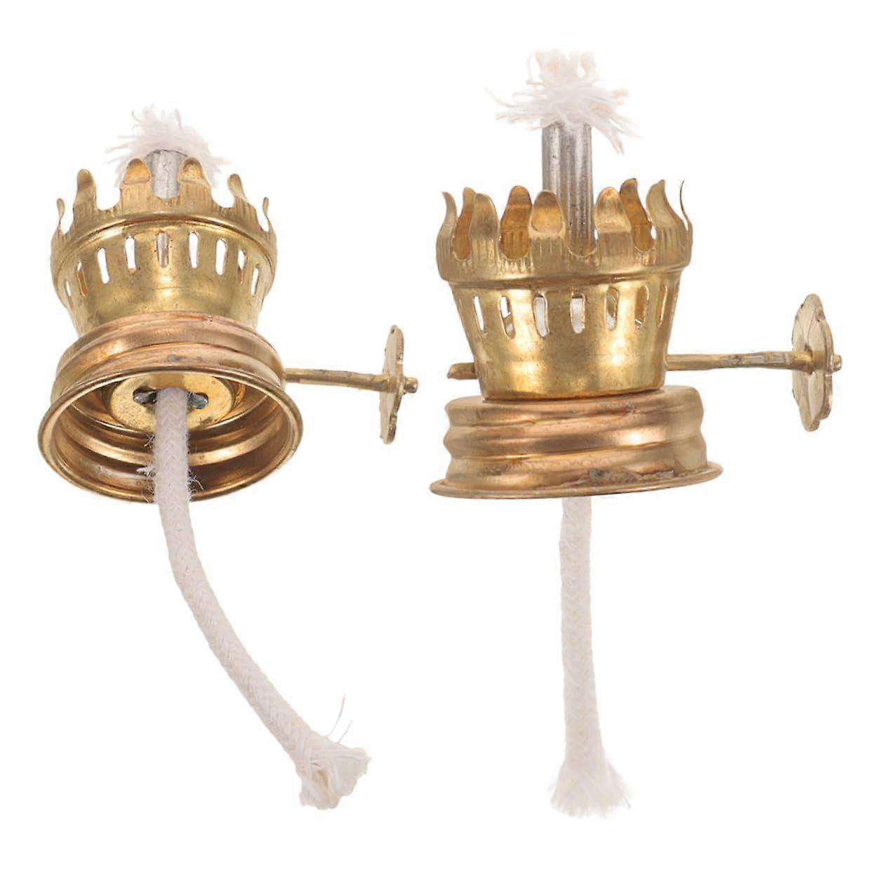 2 Pack Vintage Metal Kerosene Lamp Burners with Wick Regulators for DIY Retro Oil Lighting
