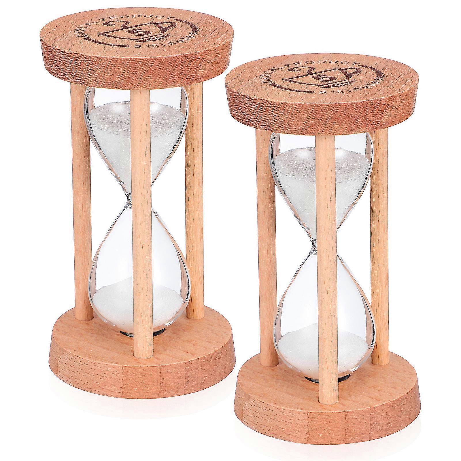 2pcs Sand Timer Decorative Sand Clock Time Management Tools Glass Minute Sand Timer Cooking Timer Table Decoration 5 Min