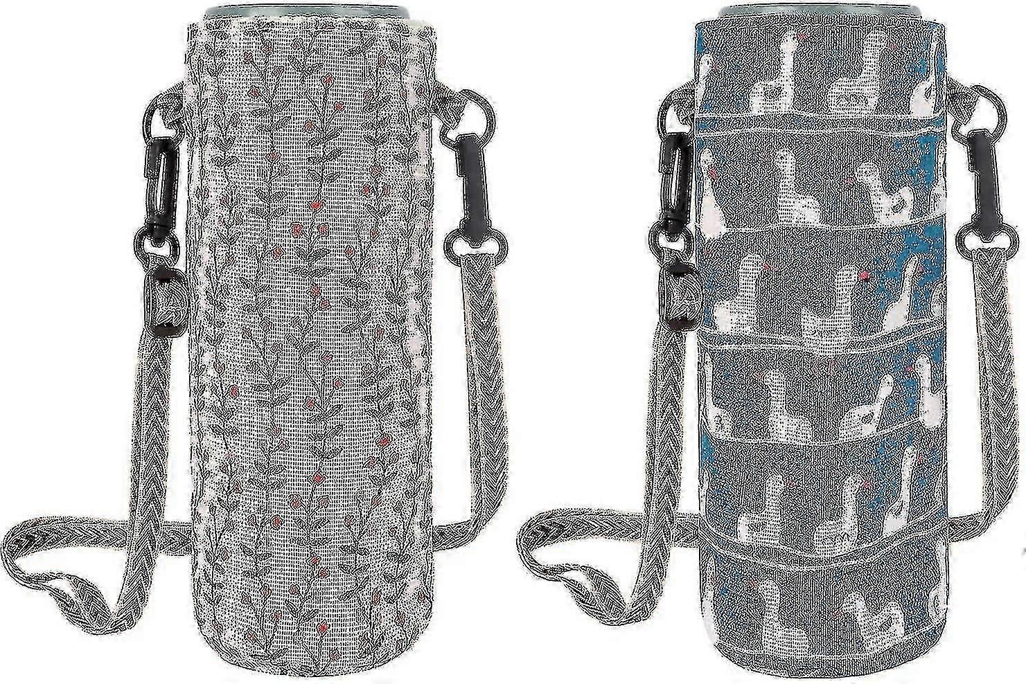 2pcs Water Bottle Tote Bag With Adjustable Shoulder Strap