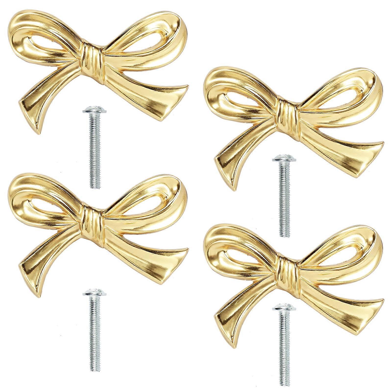 Solid Brass Bow Drawer Knobs, Compact Decorative Bow Cabinet Pulls, Elegant Furniture Handles for Home