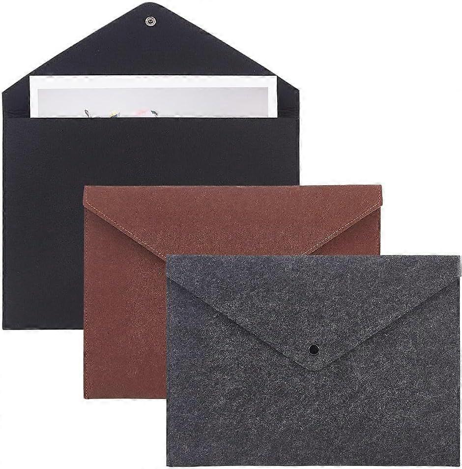 3Pcs File Folders Felt Envelope File Bag A4 Felt Folder Felt Letter Size Paper Portfolio Case for Family Office Business School Supplies