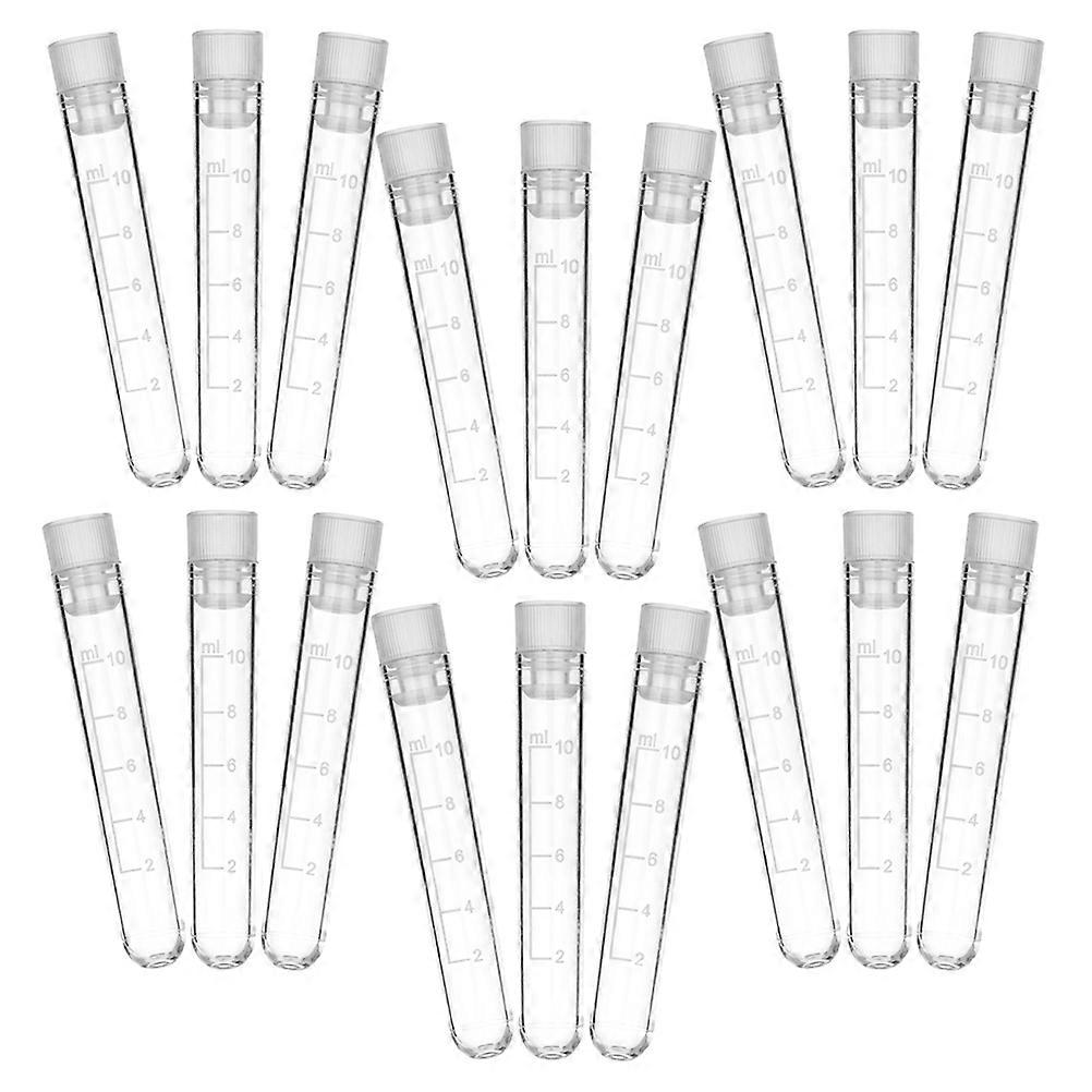 Transparent Plastic Test Tubes for Experiment Use 20Pcs with Screw Caps