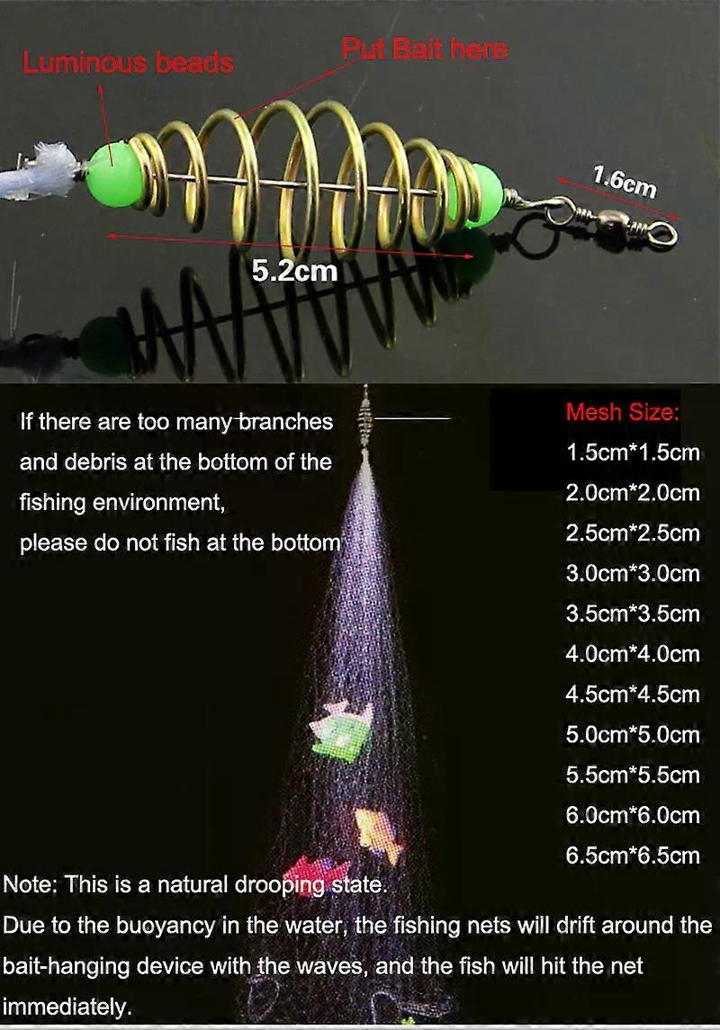 1Pcs Multi Size Fishing Net Trap Mesh Luminous Netting Fishnet Tackle Design Copper Spring Shoal Cast Nets For Fishing Traps
