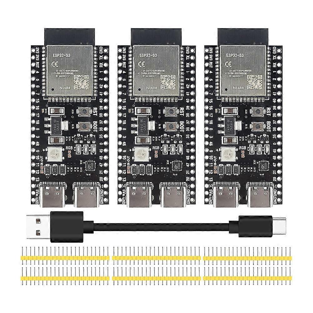 3PCS ESP32 S3 Development Board with 2.4G WiFi BT Module ESP32-S3-WROOM-1 N16R8 MCU and 50CM Type-C Cable