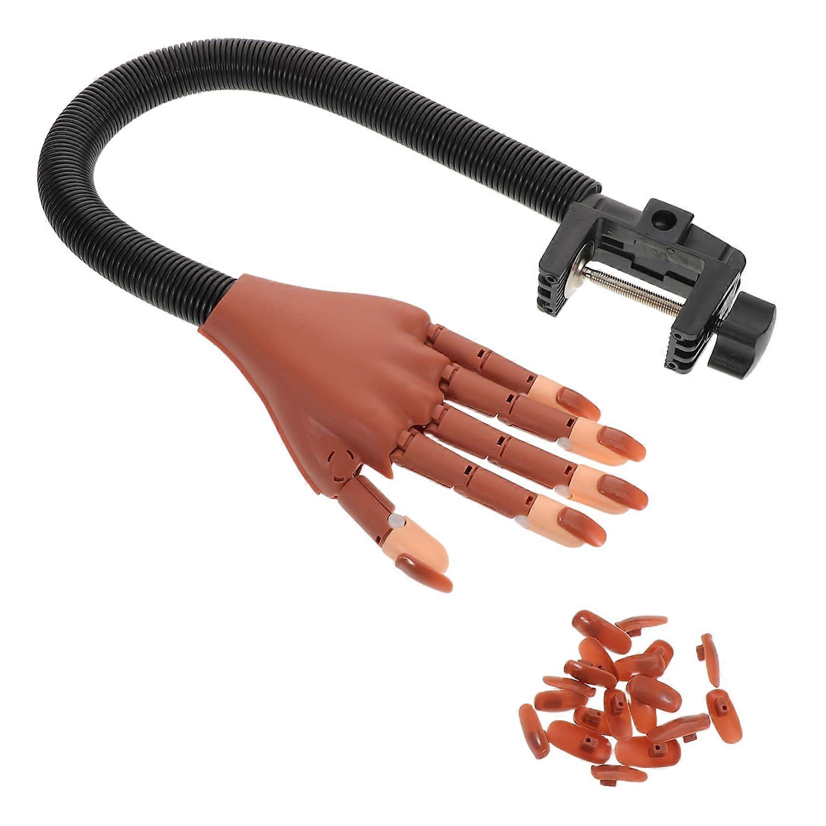 Flexible Nail Practice Hand with Movable Joints Silicone Mannequin for Acrylic Nail Training Kit
