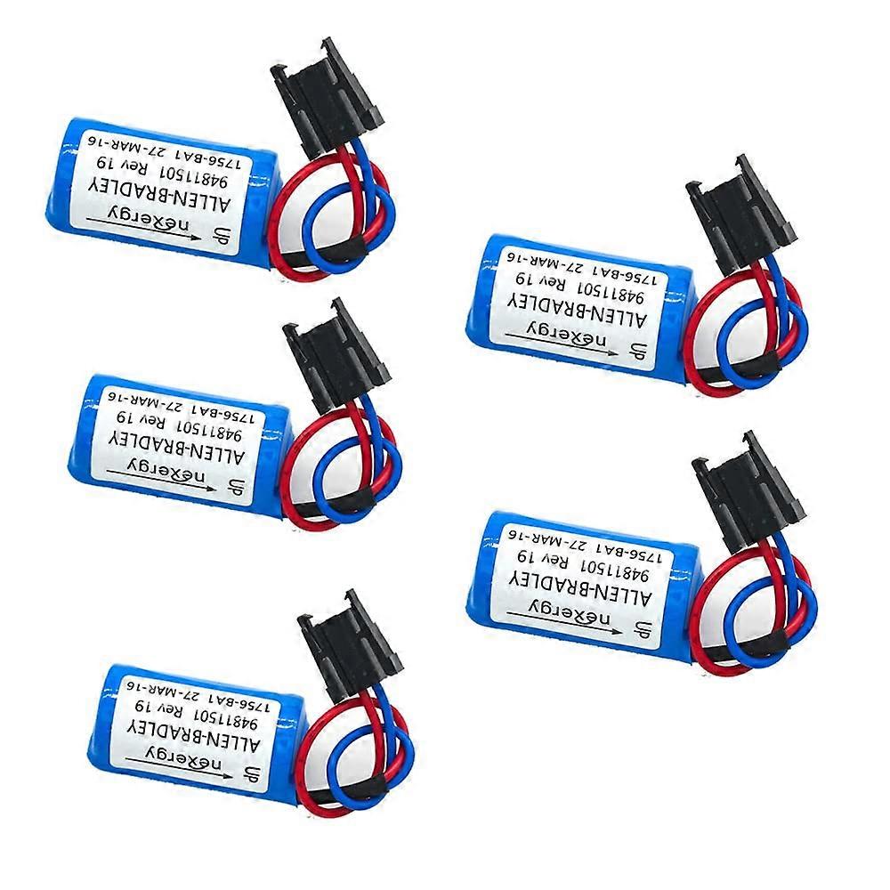 5 Pack 1756BA1 PLC Controller Lithium Battery 3V 1800mAh Compatible with Allen Bradley 1756BA2 Replacement