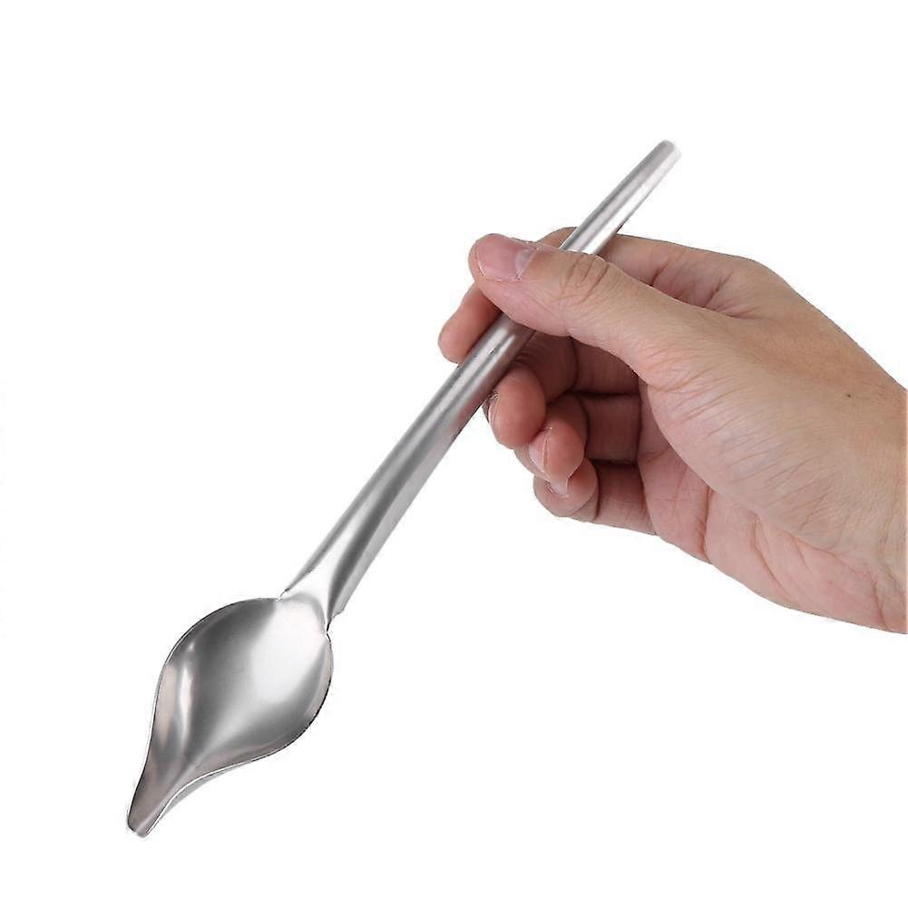 Stainless Steel Drizzle Spoon with Tapered Spout for Precision Sauce Plating and Dessert Decorating