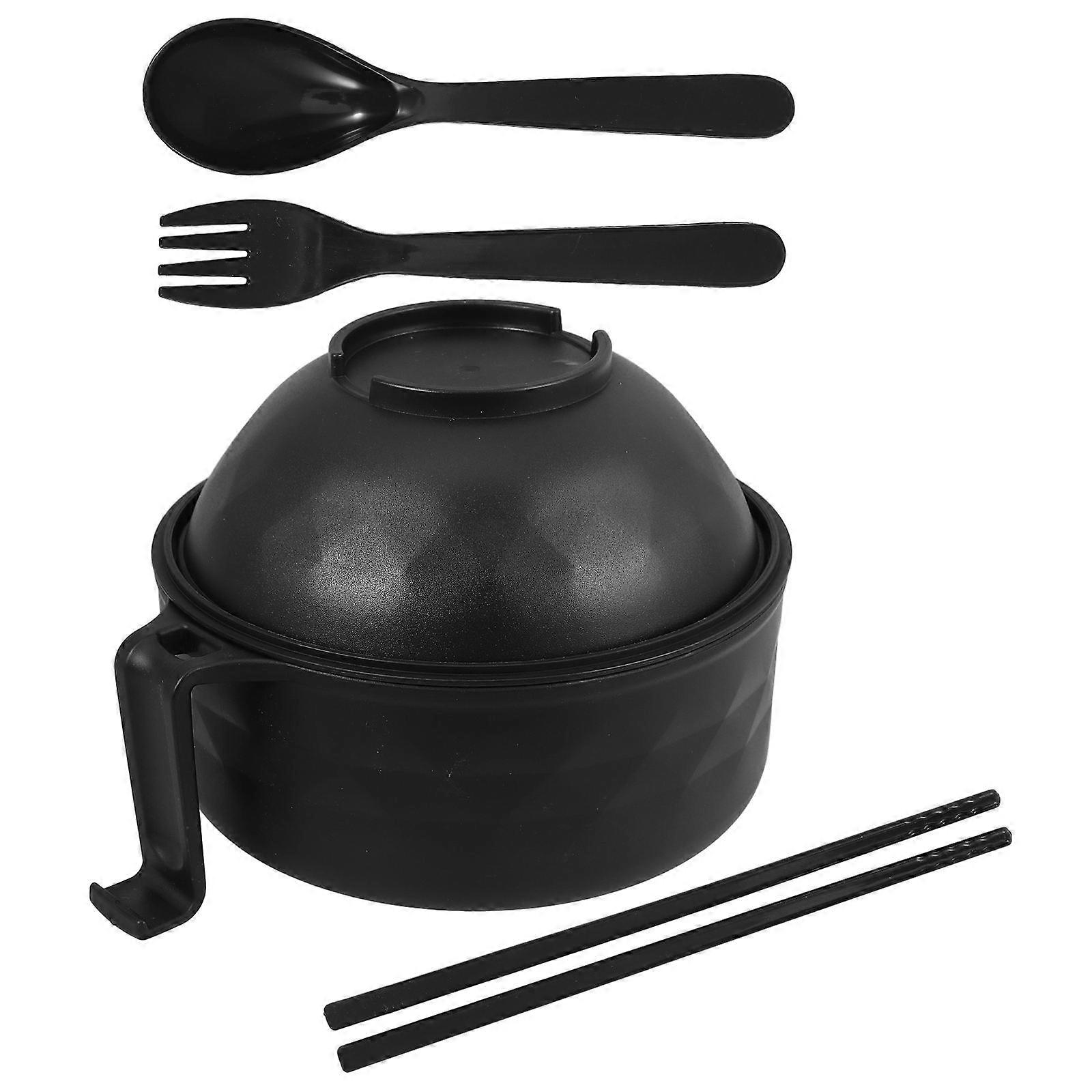 Microwave Ramen Bowl Set Plastic Cooker with Lid for Kitchen Essentials