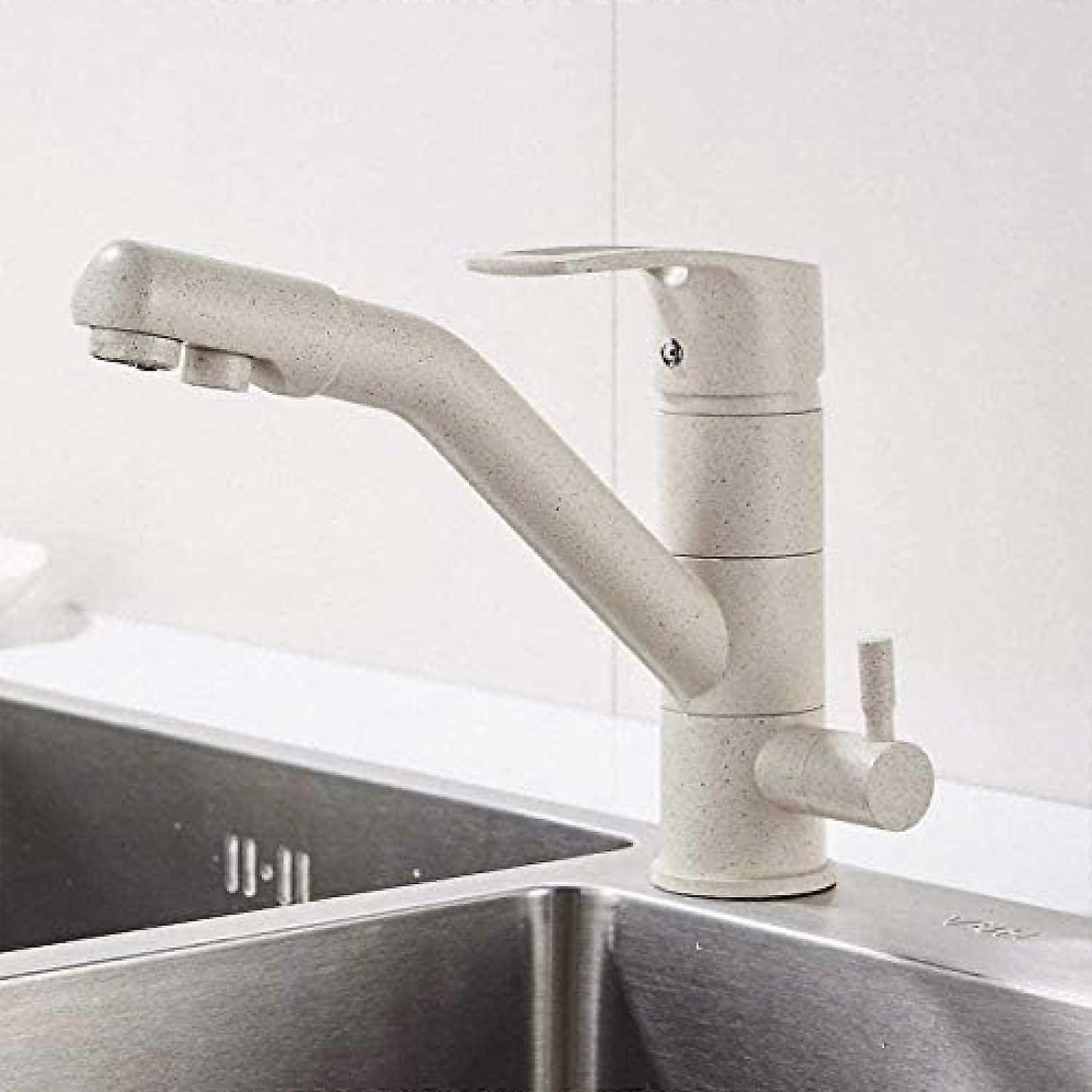 Khaki Brass Kitchen Faucet 360° Swivel Sink Mixer Tap with Water Purifier and Splash Flow