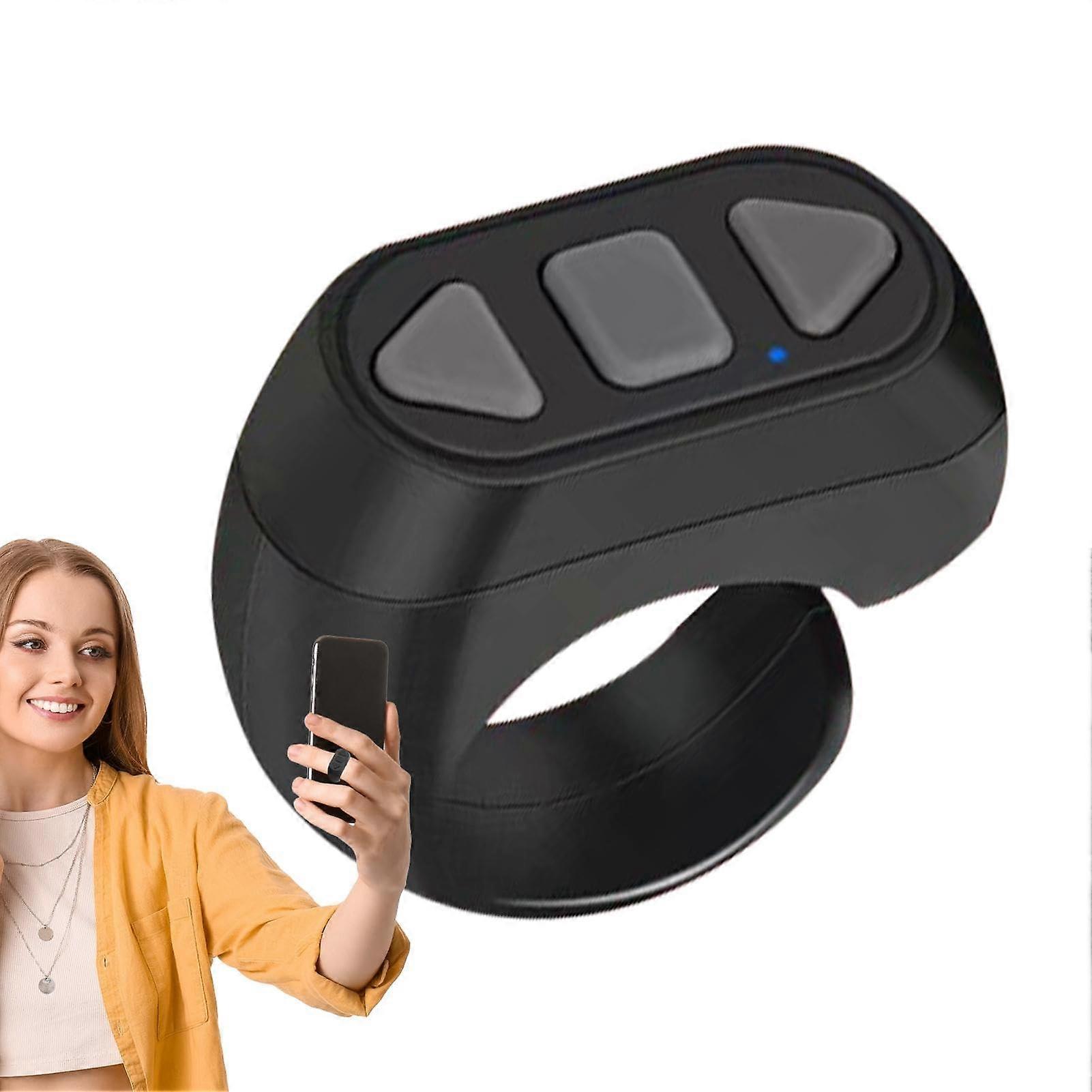 Bluetooth Remote Control Ring with Thumb Scrolling and Wireless Page Turner for Smartphone