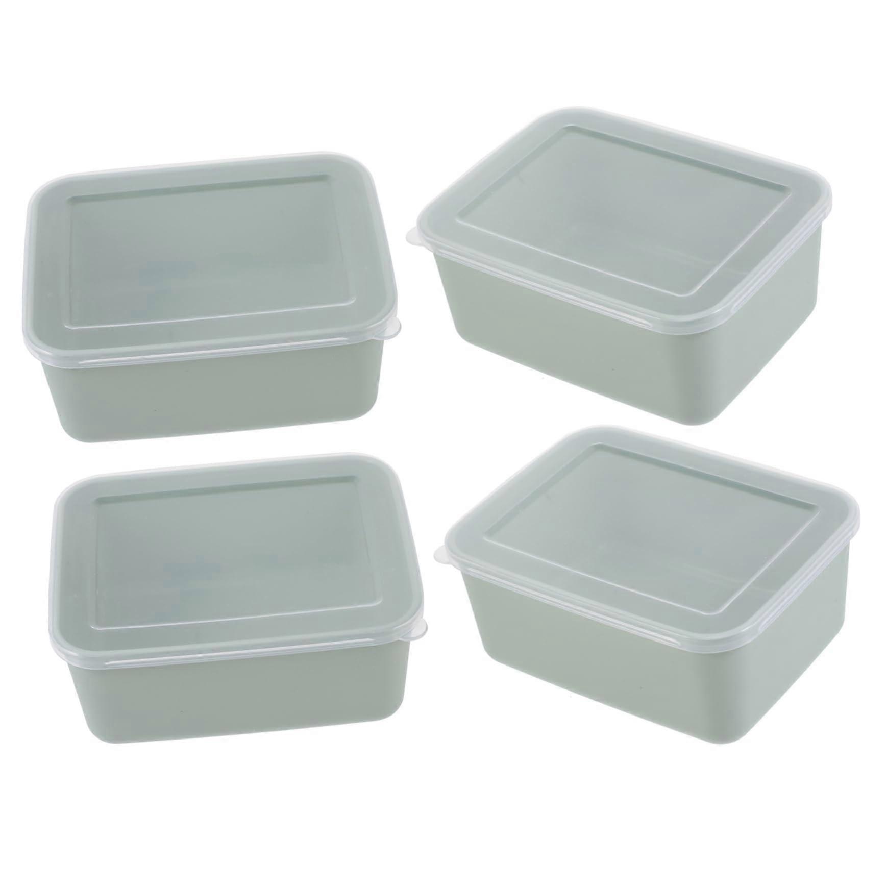 4Pcs Stackable Fridge Storage Containers Leakproof Plastic Bins for Fruits Vegetables Snacks Mint Green