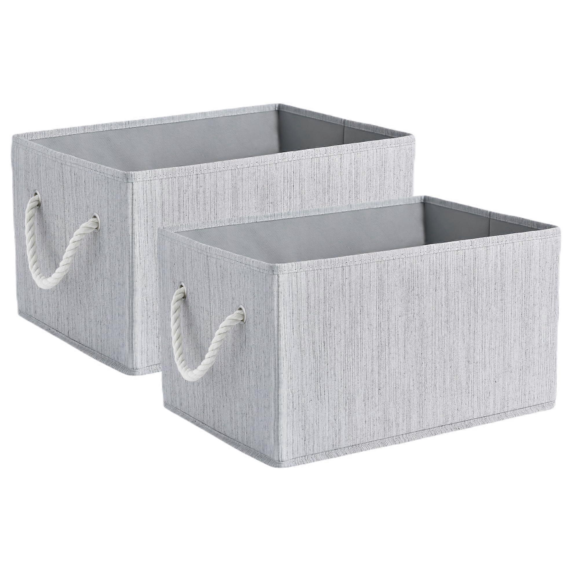 Storage Bins 2Pack 20L Large Foldable Fabric Boxes with Rope Handles for Closet and Toy Organization