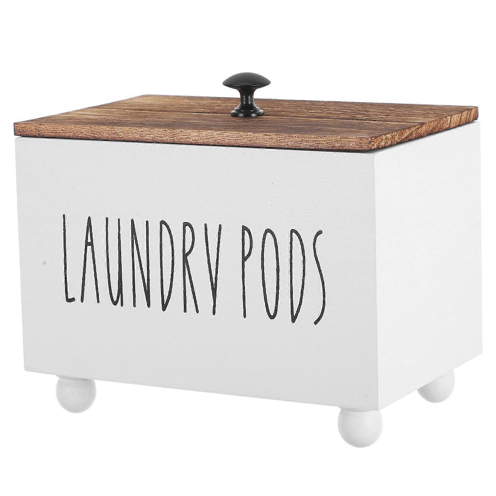 Laundry Pod Dispenser with Lid for Rustic Laundry Room Storage
