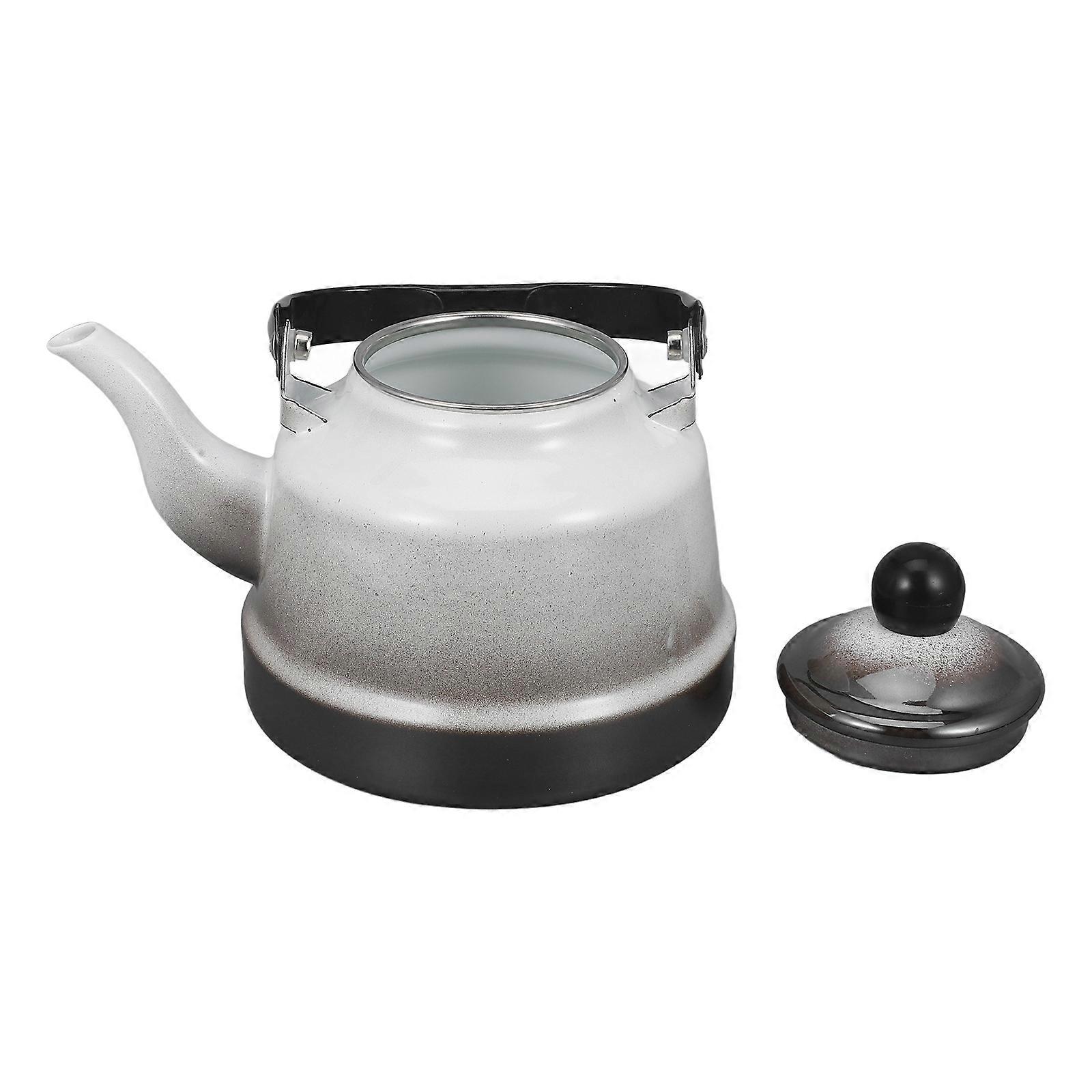 Retro Enamel Kettle with Comfortable Handle for Boiling Water