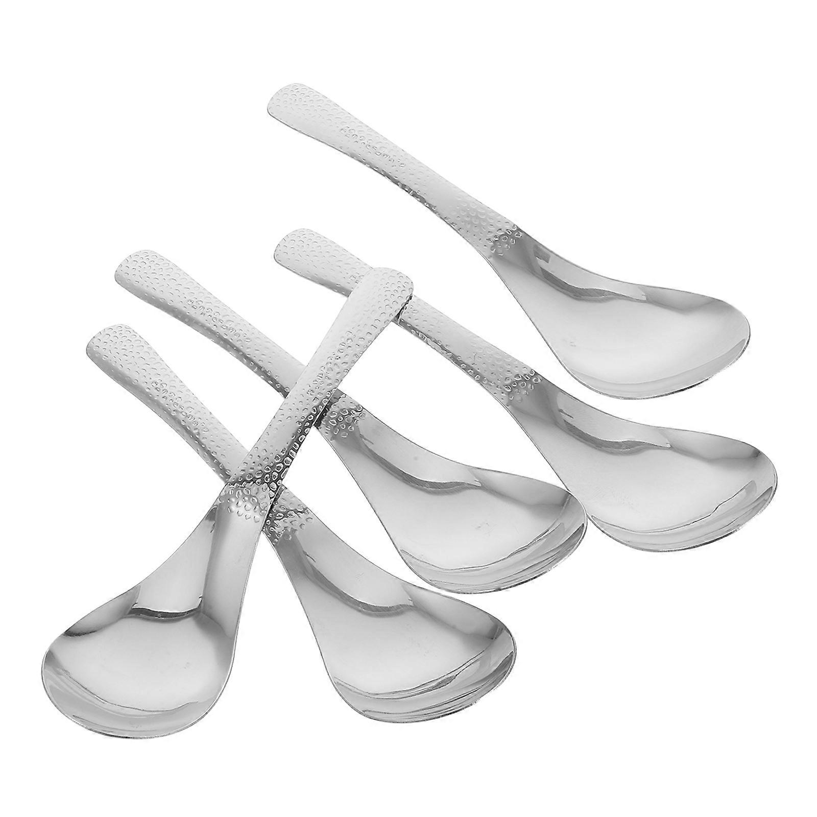 Stainless Steel Hammered Dinner Spoons for Serving 5Pcs Set