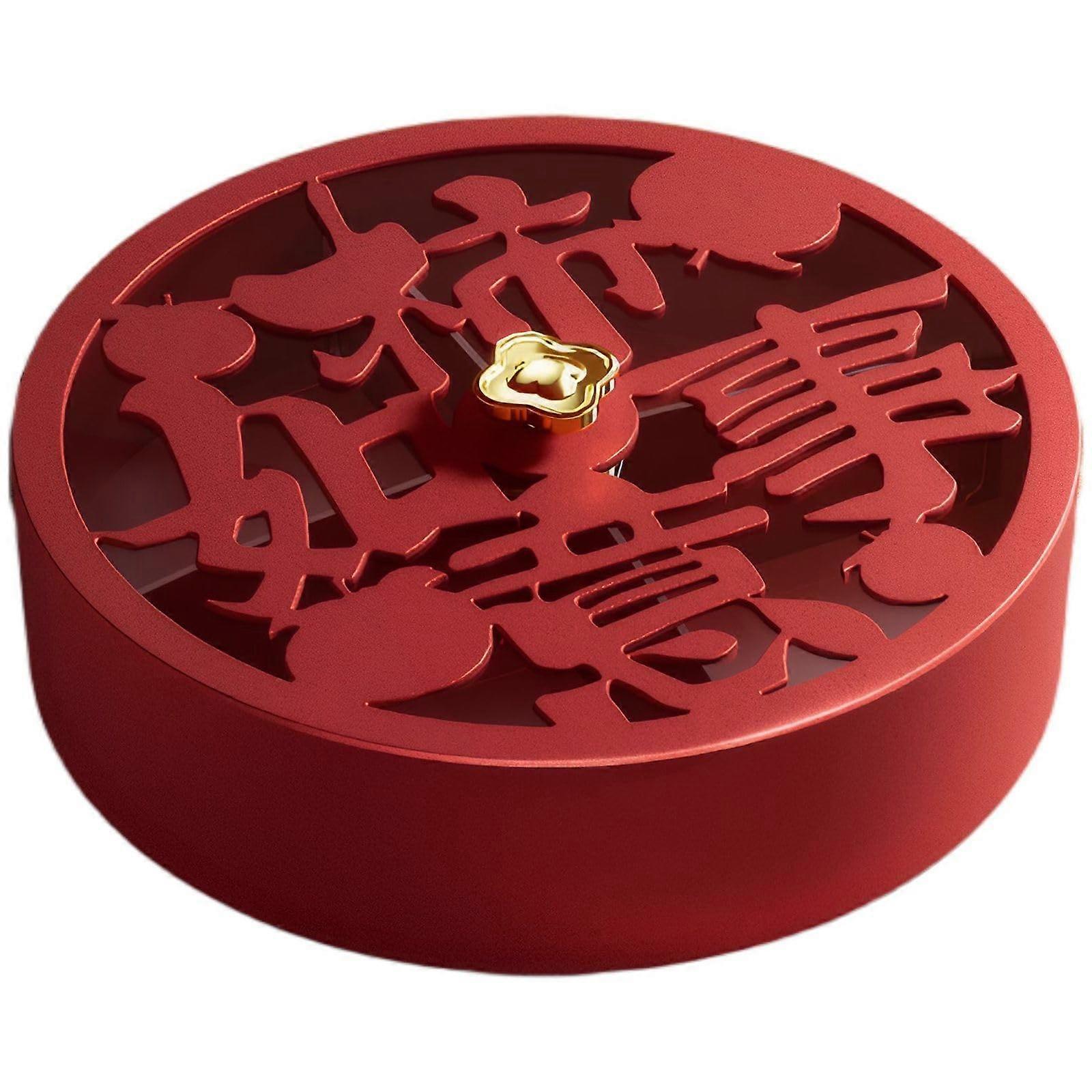 Retro Snack Bowl with Lid, ChineseInspired MultiSection Candy and Nut Serving Container, Style B