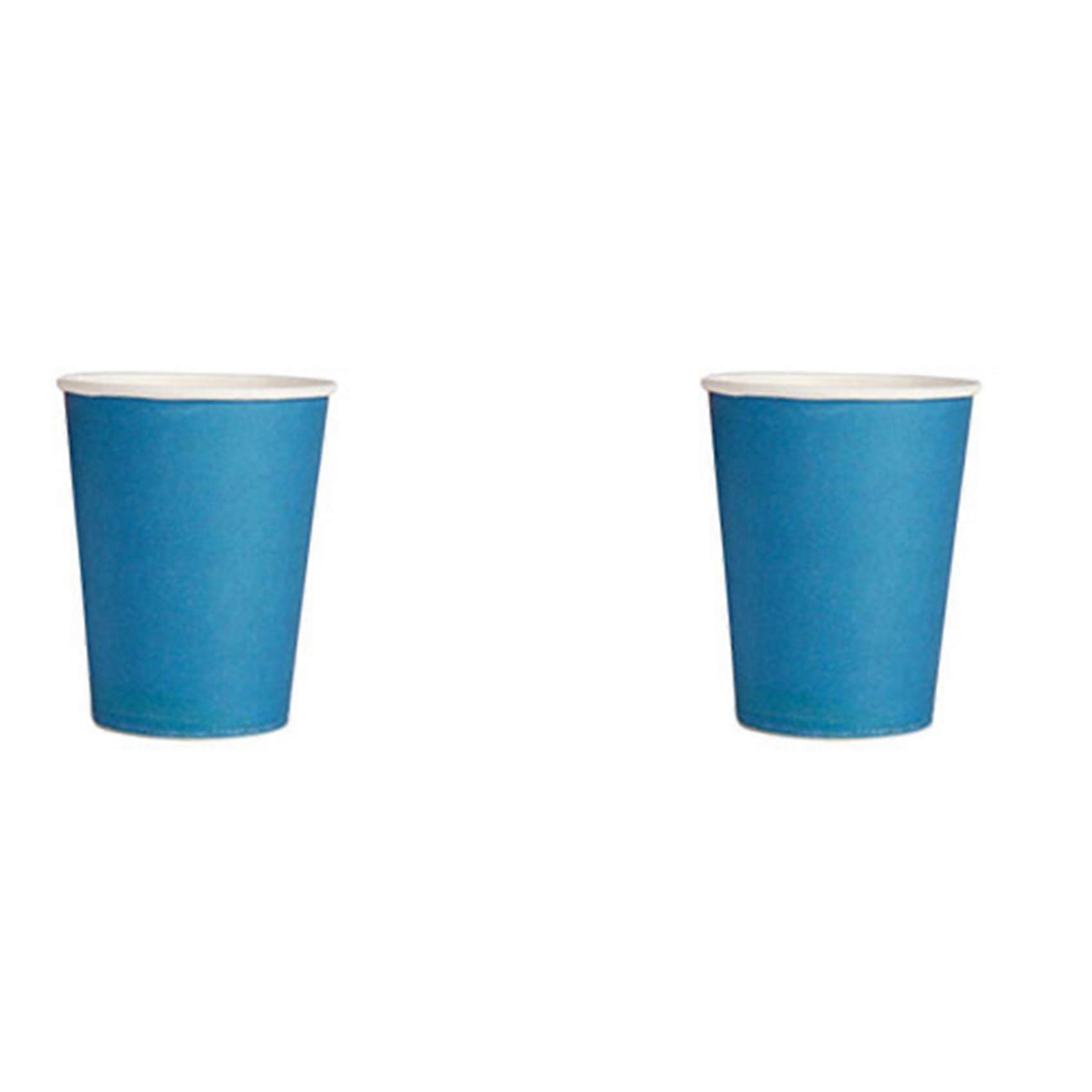 40 Paper Cups (9Oz) - Plain Solid Colours Birthday Party Tableware Catering(Blue)