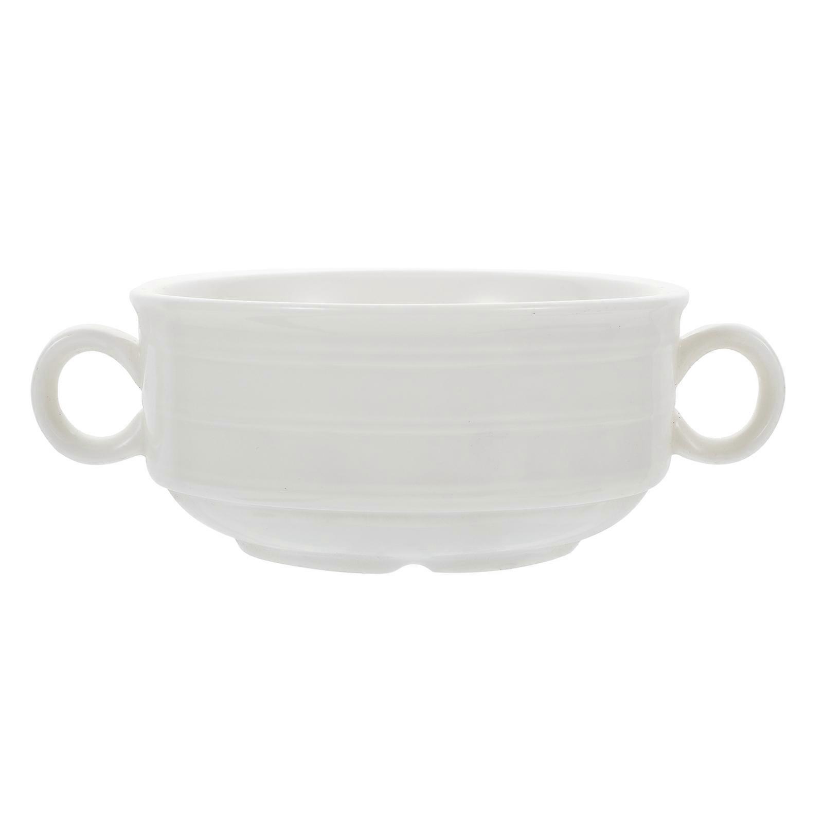 Sturdy Ceramic Stew Pot for Kitchen Use 1Pcs White Binaural Steaming Bowl