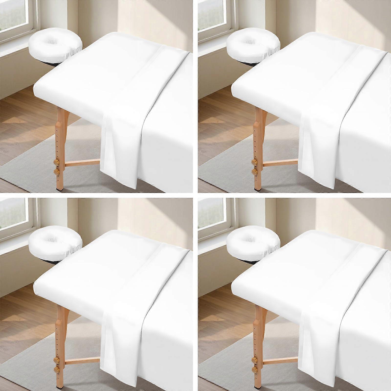 Microfiber Massage Table Sheets Set with Flat and Fitted Sheets and Face Cradle Cover White