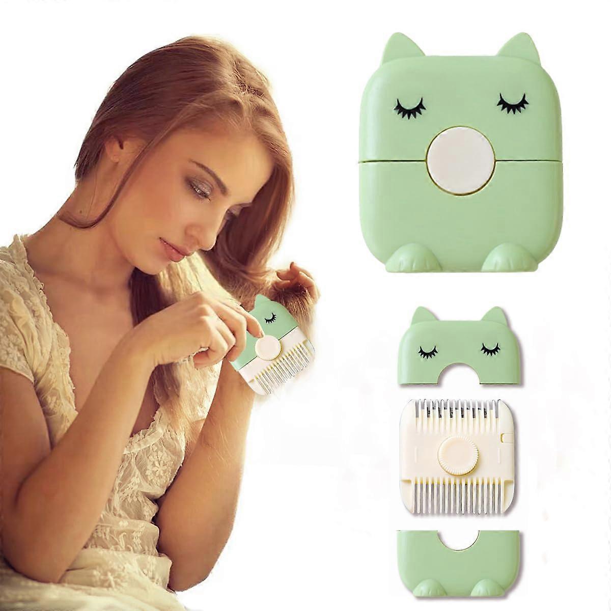 2 in 1 Hair Trimmer Comb for Bangs and Split Ends, Dual Side Razor Tool Green