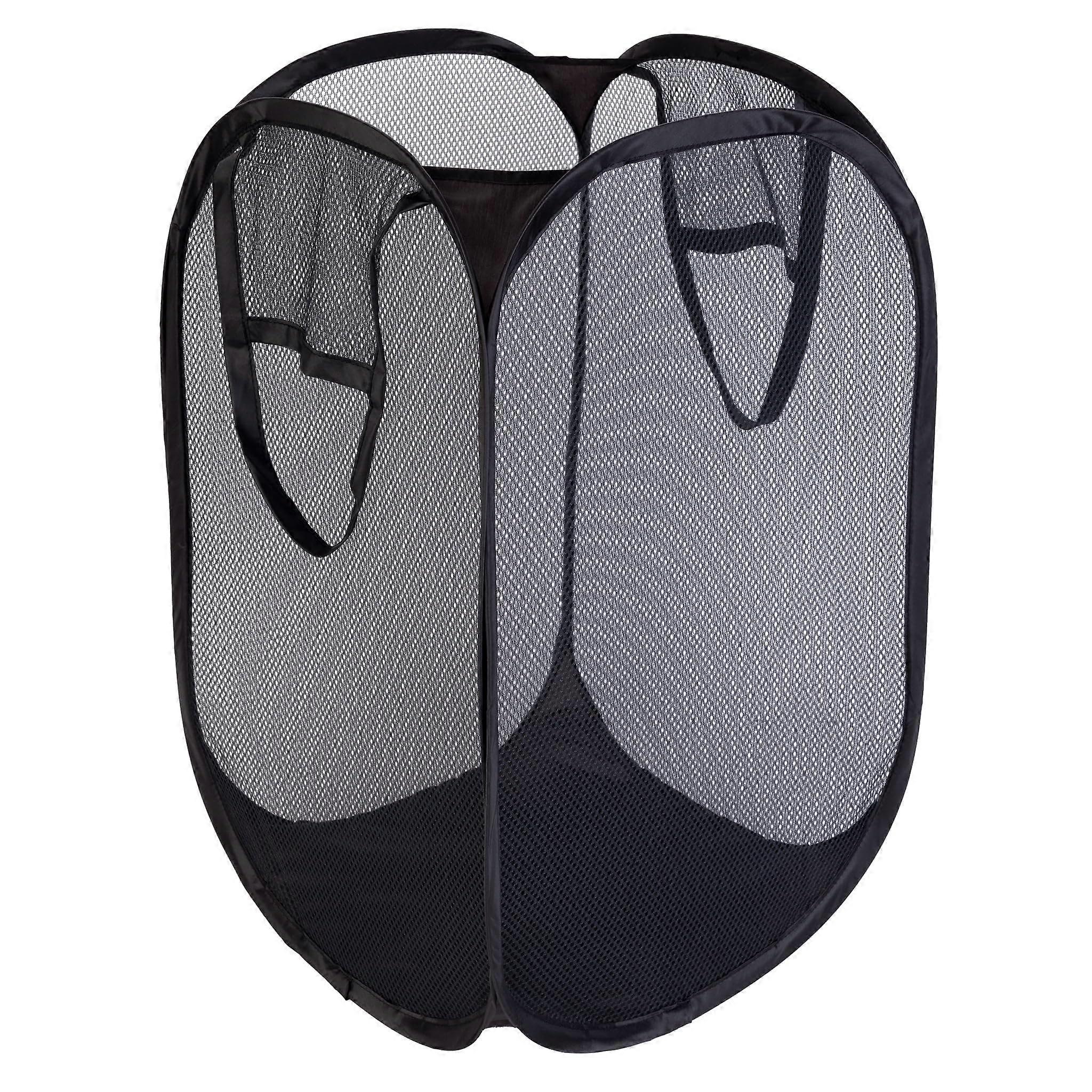 Pop Up Laundry Hamper Mesh with Handles, Collapsible Basket Black, 5 Pack SpaceSaving