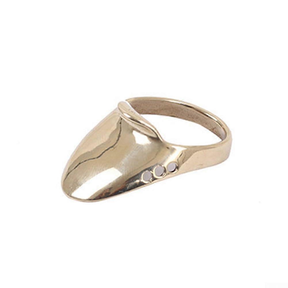 Archery Thumb Ring Brass Mongolian Style with Leather Pad for Secure Thumb Protection, Size 18