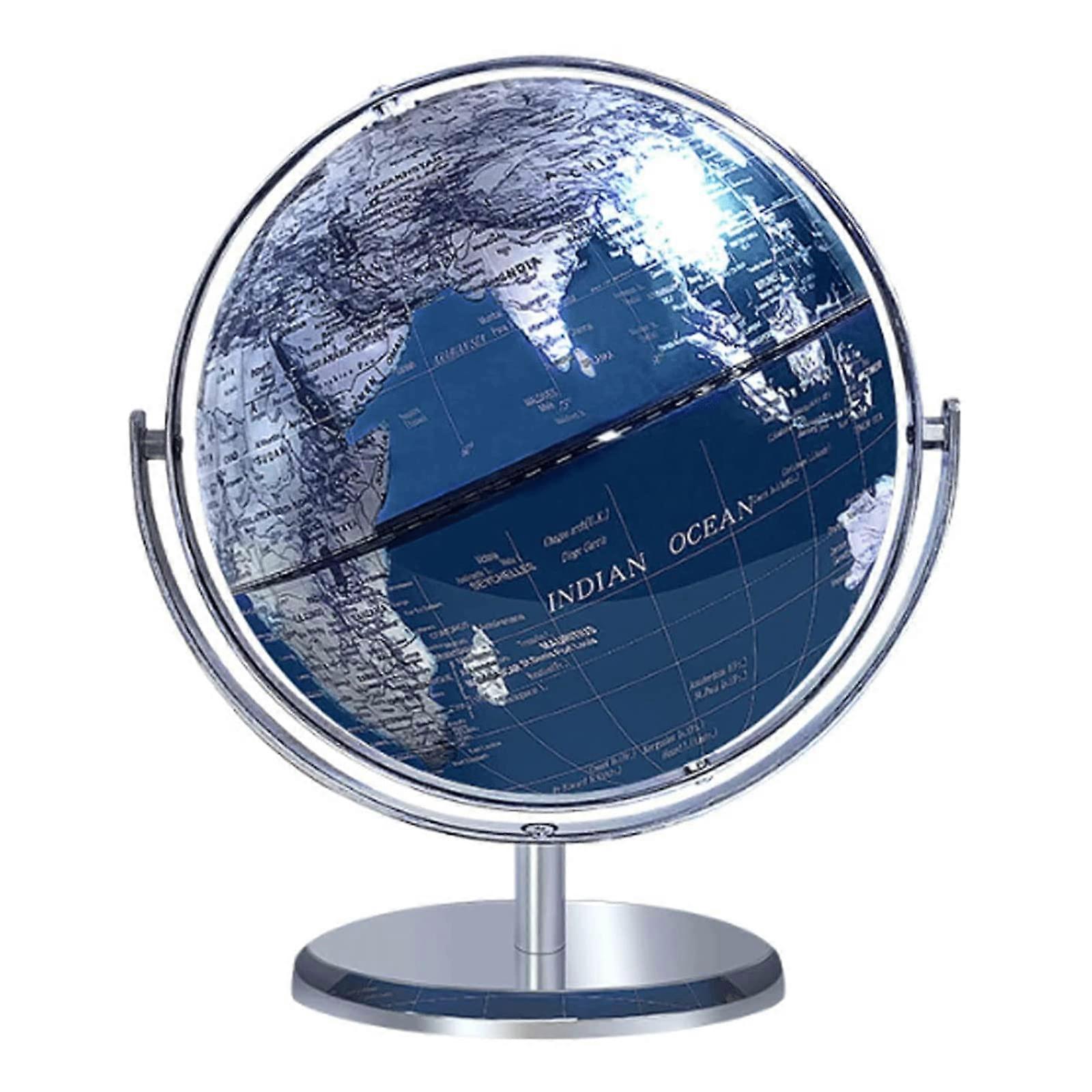 720° Rotating World Globe with Metal Base, Definition Current Earth Map, Educational Desk Globe for Students