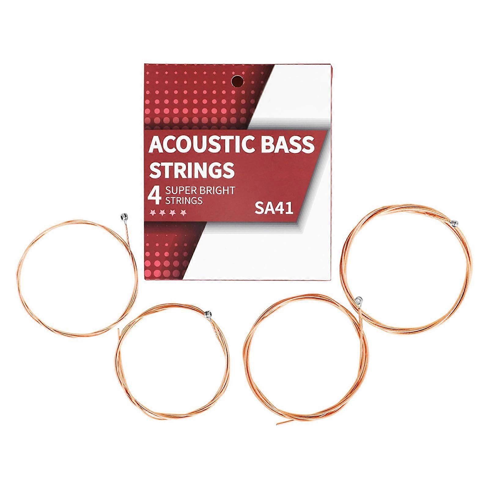 4 String Acoustic Bass Guitar Replacement Strings Set, Carbon Steel Hex Core 4095 for Stable Tone