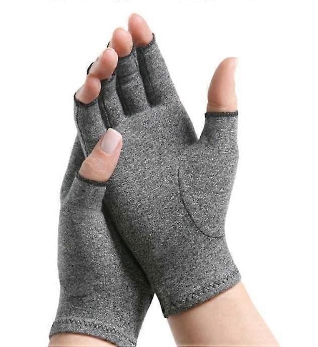 Arthritis Compression Gloves Medium Fingerless Design Light Support Unisex Gray for Daily Comfort
