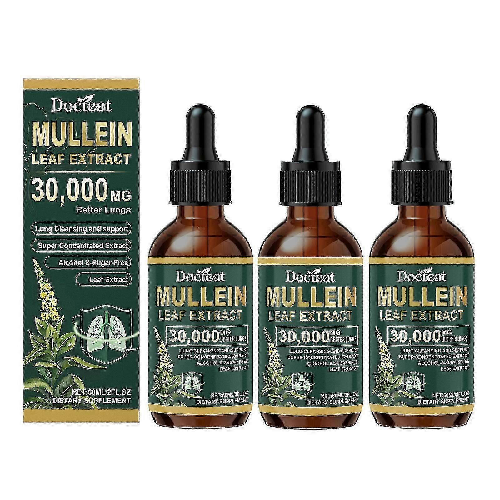 3x Natural Mullein Extract Lung Cleansing Drops Lung Purification Detoxification Boost Immunity