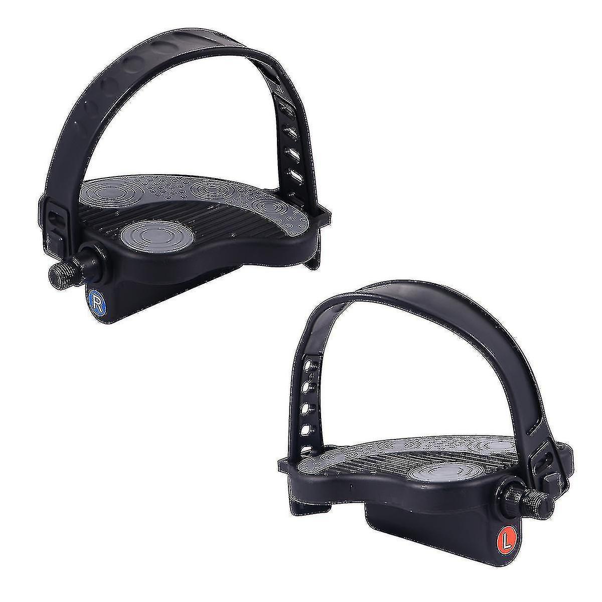 1 Pair Exercise Bike Pedals With Straps Spin Bike Pedals Random Pattern