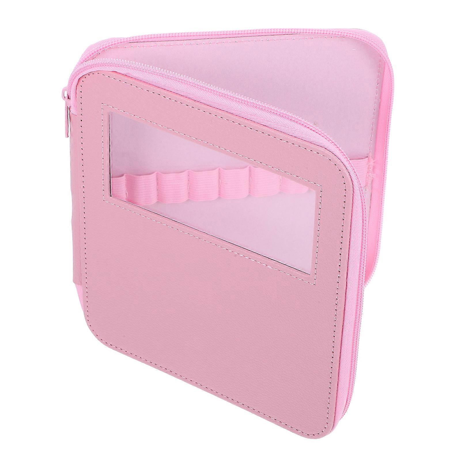 Pink PU Crochet Organizer Bag for Crochet Tools Portable Storage