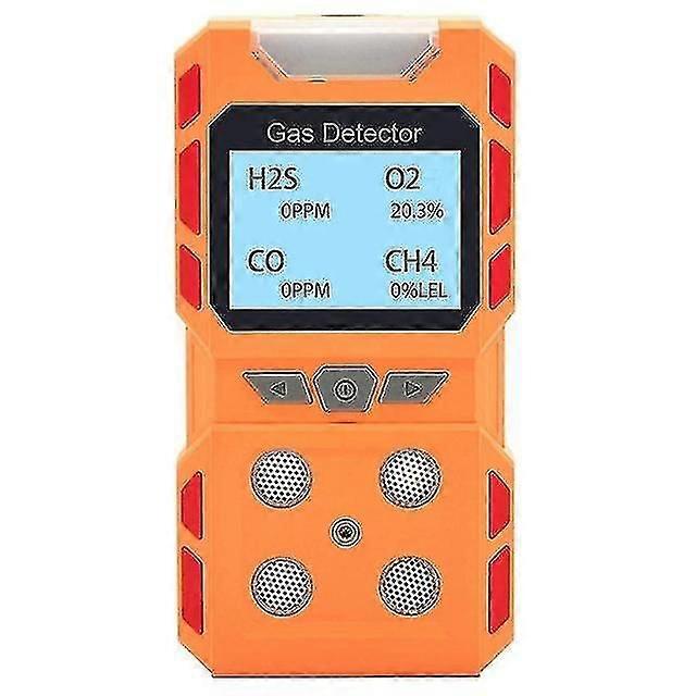 Portable 4 Gas Detector, Sound Light Vibration Rechargeable Lcd Screen