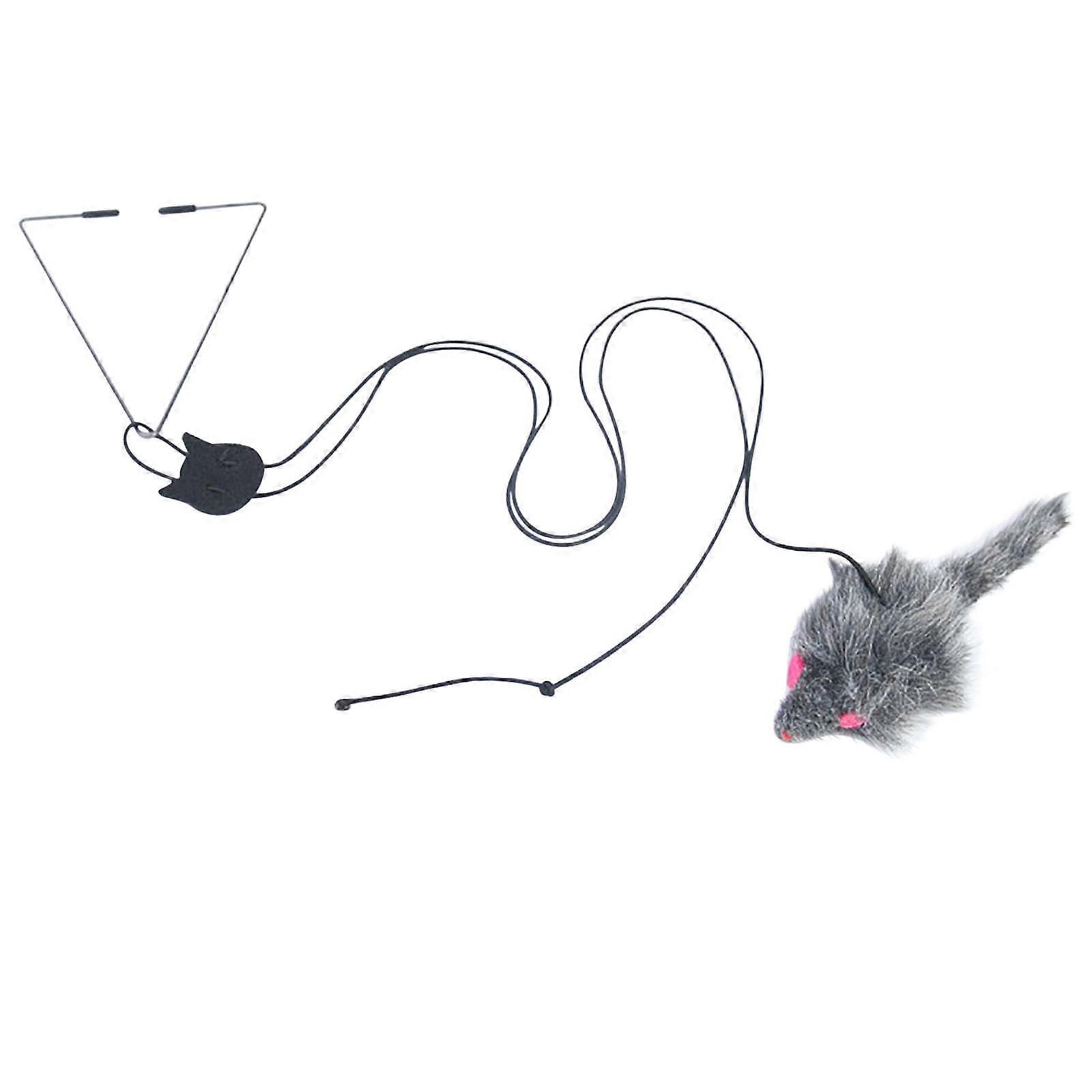 Triangle hook door hanging cat toy- Interactive,Elastic rope strap adjustable cat teasing toy