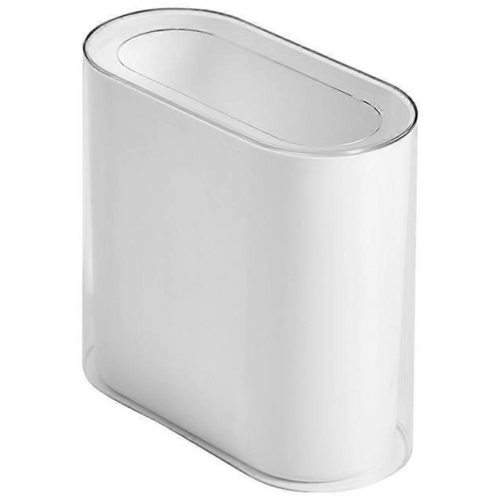 Bathroom Garbage Container Slim Trash Can for Storage White Plastic