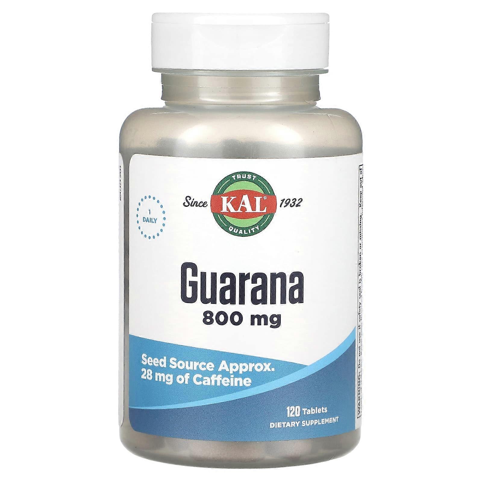 KAL, Guarana, 800 mg, 120 Tablets