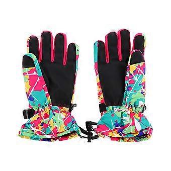 Pink Waterproof Skiing Gloves for Women Warm Hand Gloves Outdoor Use