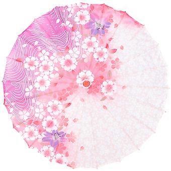 Japanese Silk Cloth Umbrella for Dance with Wooden Handle