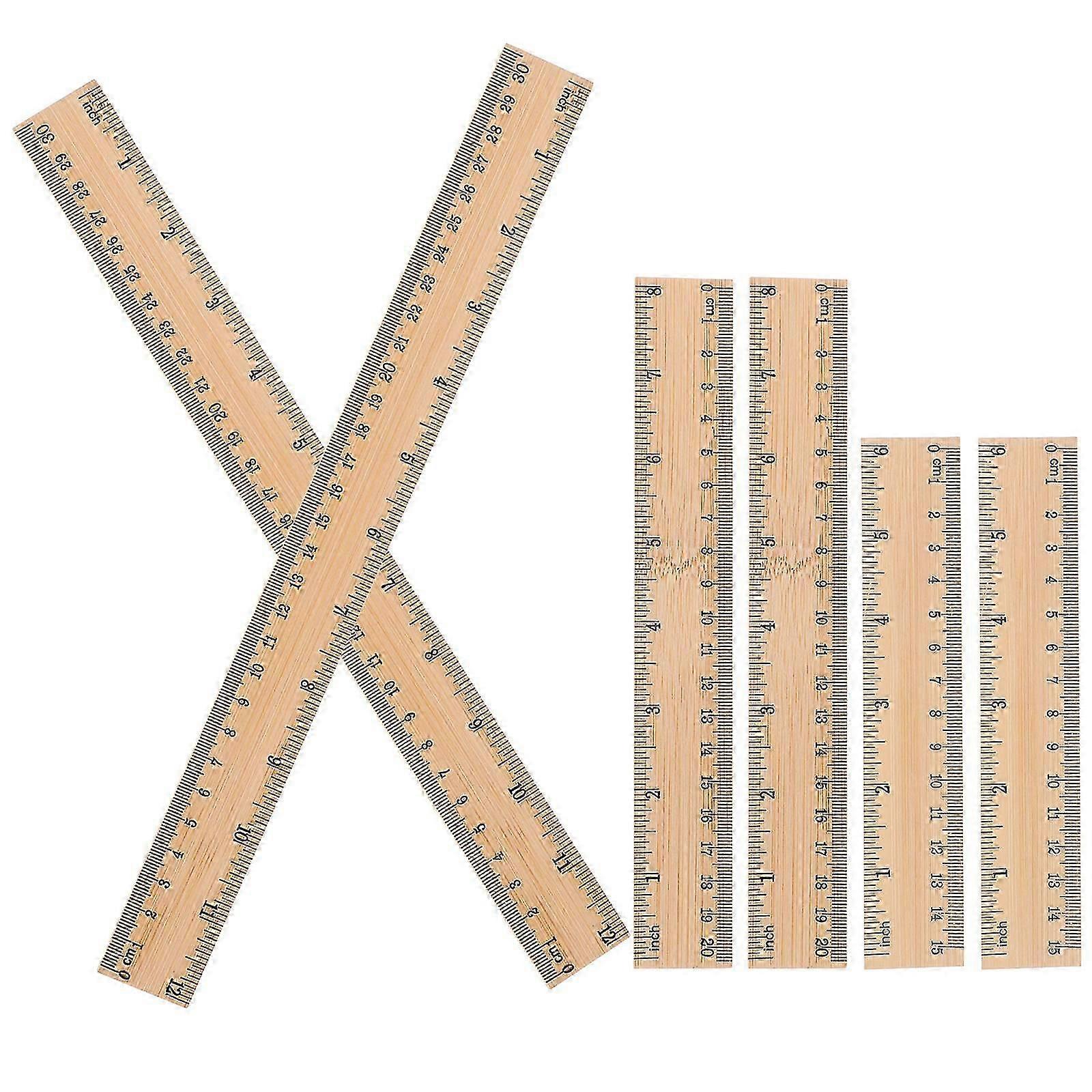 Bamboo Rulers Multi-Function 6Pcs Scale Rulers for School Use