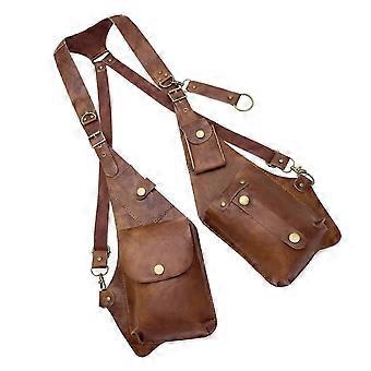 Secure Carry Crossbody Bag Anti-Theft Design Adjustable Shoulder Strap Men's Steampock Detective Style Chest Bag